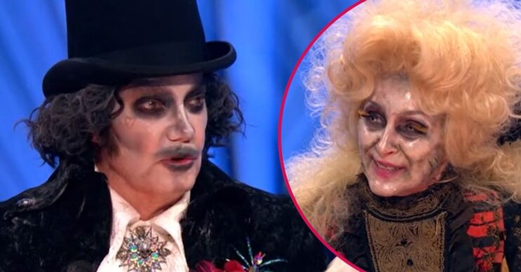 ED composite of Craig Revel Horwood and Shirley Ballas in Halloween costumes on Strictly
