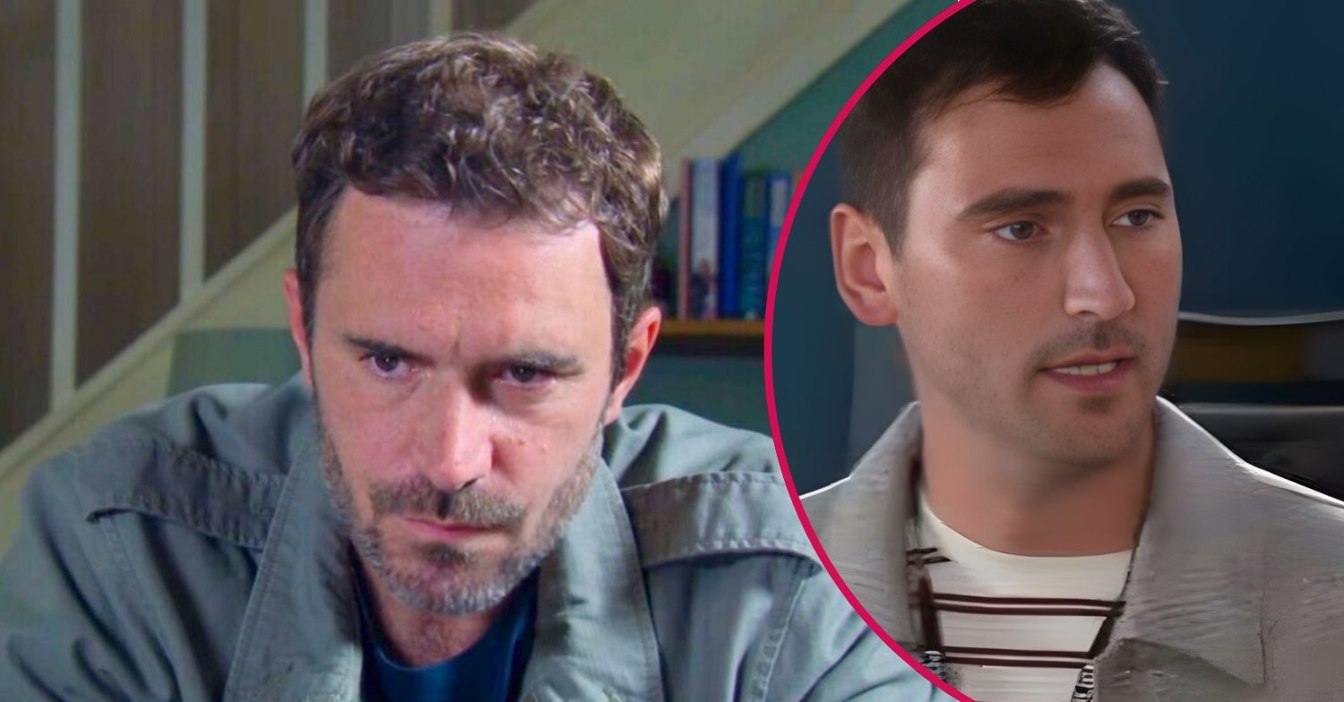 John Sugden and Kit Green split pic for Corriedale crossover ep (Credit: ITV/Comp ED!)