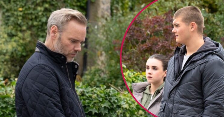 Ray April and Dylan in Emmerdale all look anxious (Credit: ITV/Comp ED!)