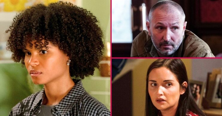 Composite image of Jasmine, Ross and Lauren on EastEnders (Credit: BBC/Composite: ED!)
