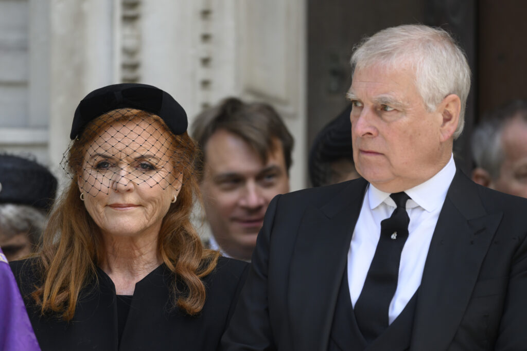 Andrew Mountbatten-Windsor and Sarah Ferguson at Duchess of Kent's funeral 