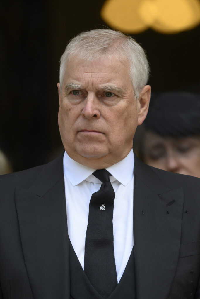 Prince Andrew at the Duchess of Kent's funeral