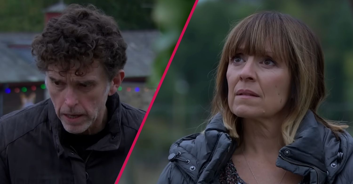 ED split pic: Marlon / Rhona scared in Emmerdale