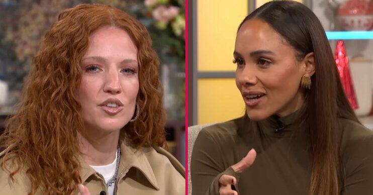 Alex Scott and Jess Glynne posing on the red carpet