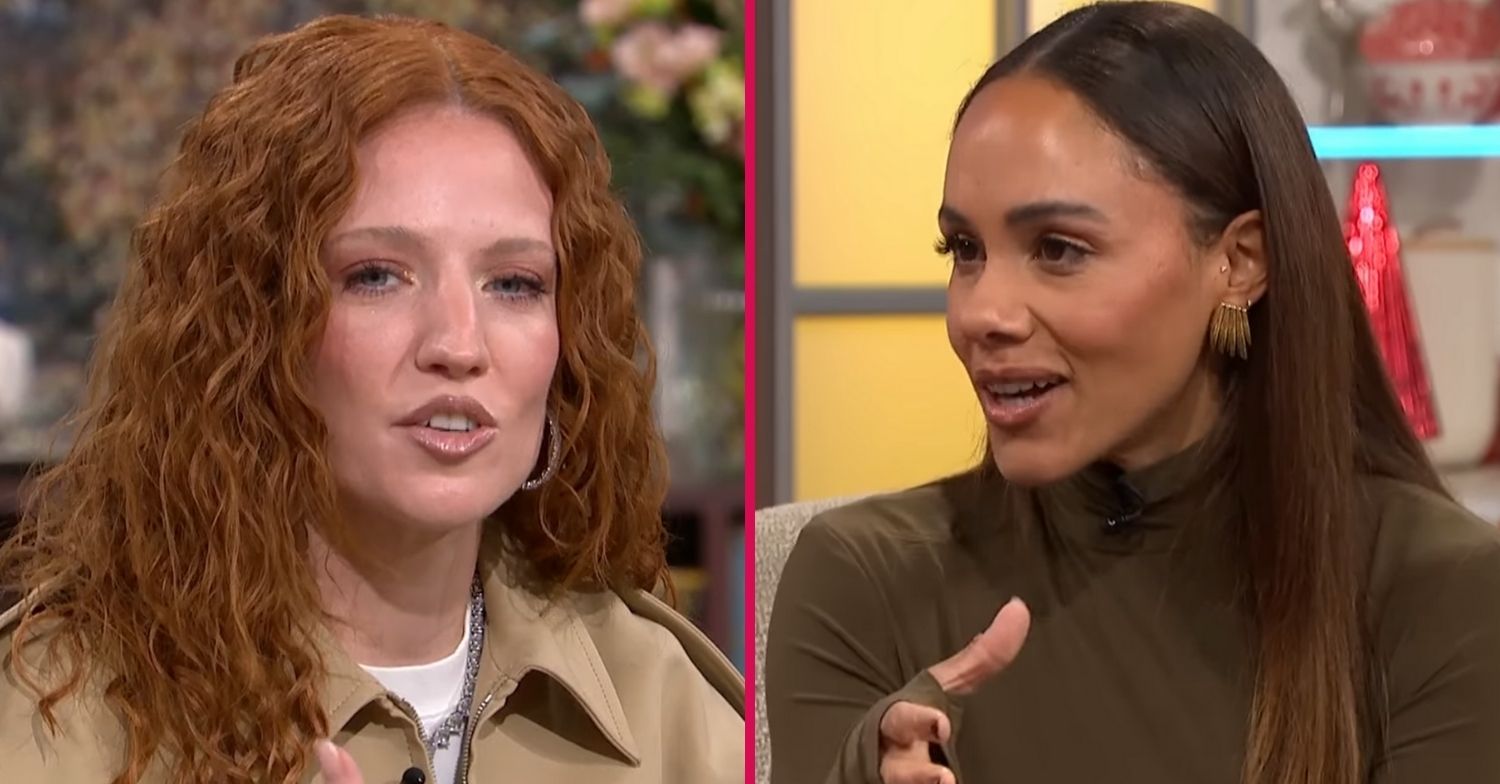 Alex Scott and Jess Glynne posing on the red carpet