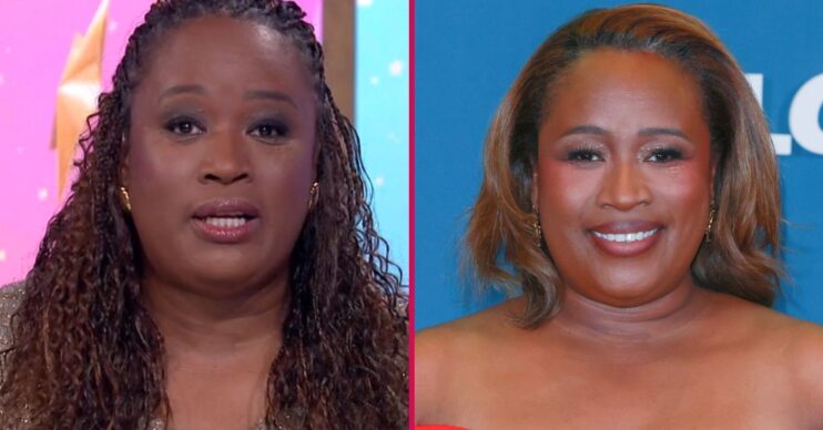 Charlene White on Loose Women (l) Charlene White at the ITV Palooza (r)
