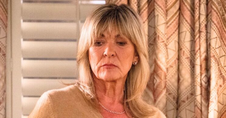 Kim Tate in Emmerdale is sad and alone (Credit: ITV)