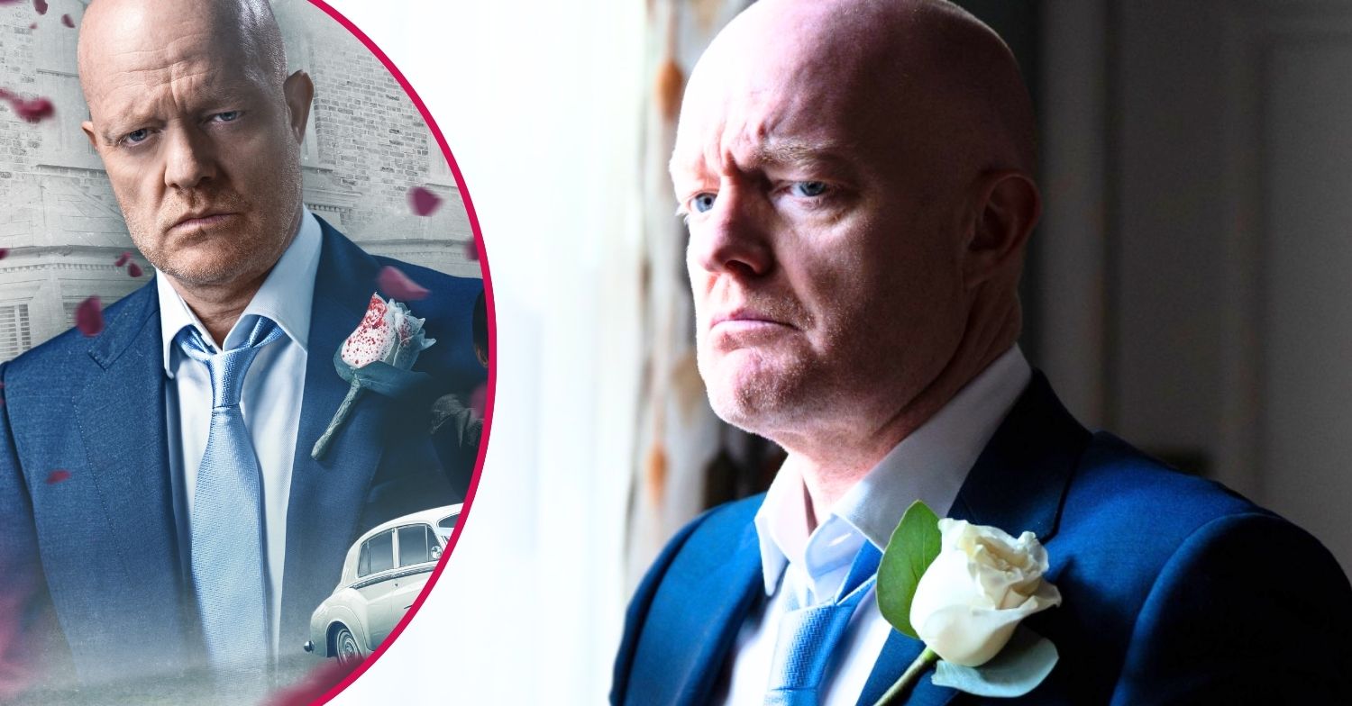 Max looks sullen in an EastEnders flashforward; inset, a promotional image (Credit: BBC/Composite: EI)