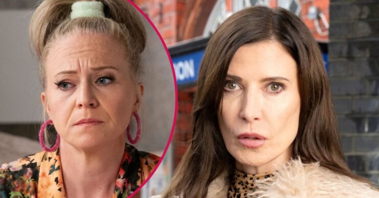 Ronni Ancona on EastEnders; inset, Linda looks worried (Credit: BBC/Composite: ED!)