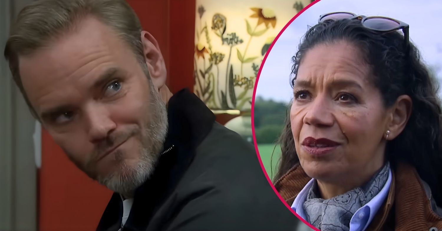 Ray and Celia in Emmerdale look smug (Credit: ITV/Comp ED!)
