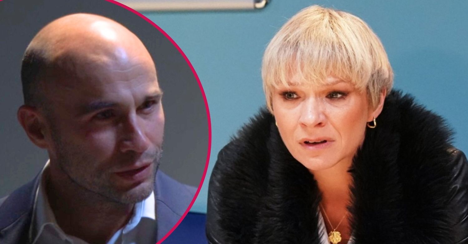 Nicola looks worried on EastEnders; inset Teddy's stressed (Credit; BBC/Composite: ED!)