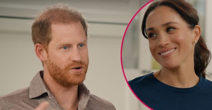 ED composite of Prince Harry and Meghan Markle on With Love, Meghan: Holiday Celebration