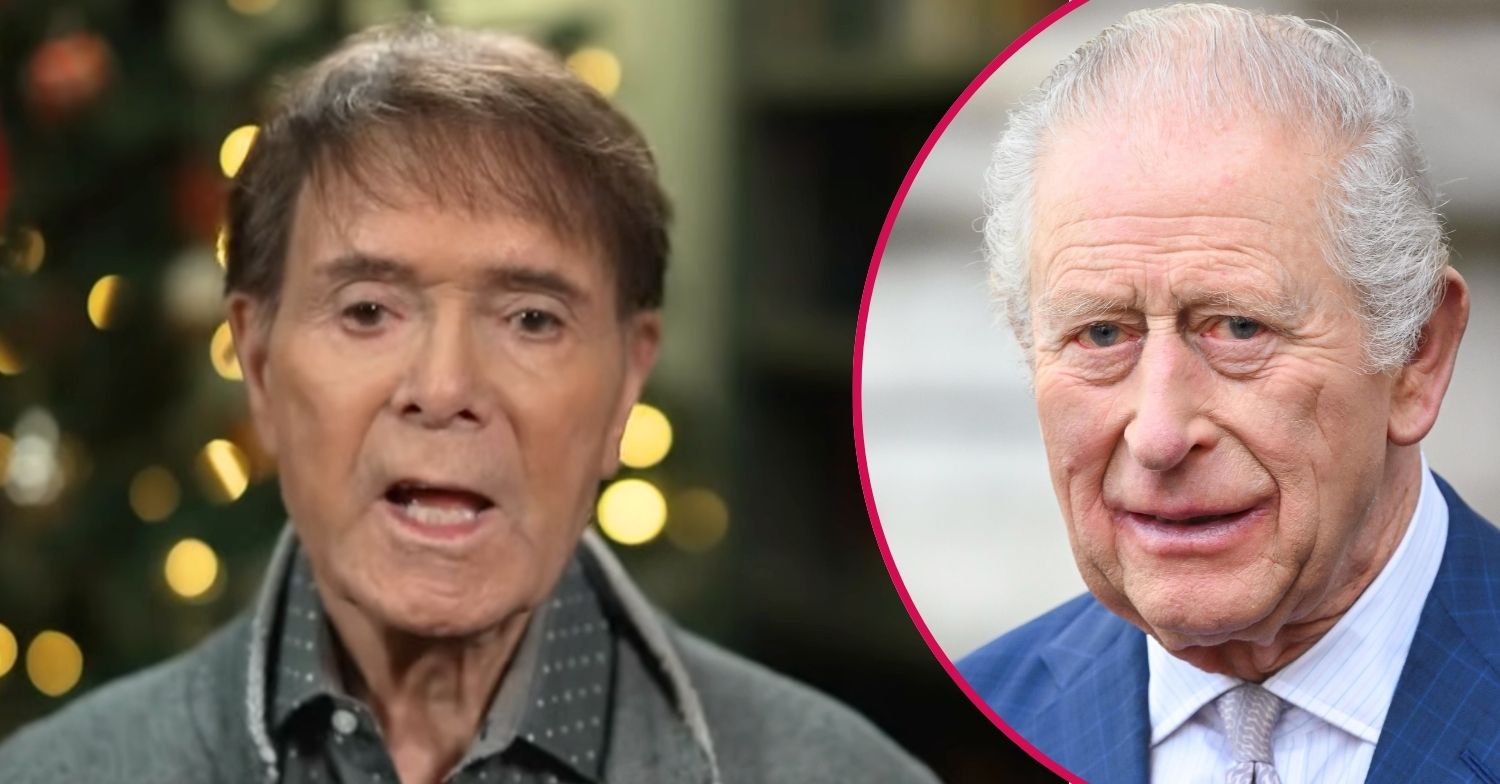 RI composite of Sir Cliff Richard speaking on GMB and King Charles in blue suit