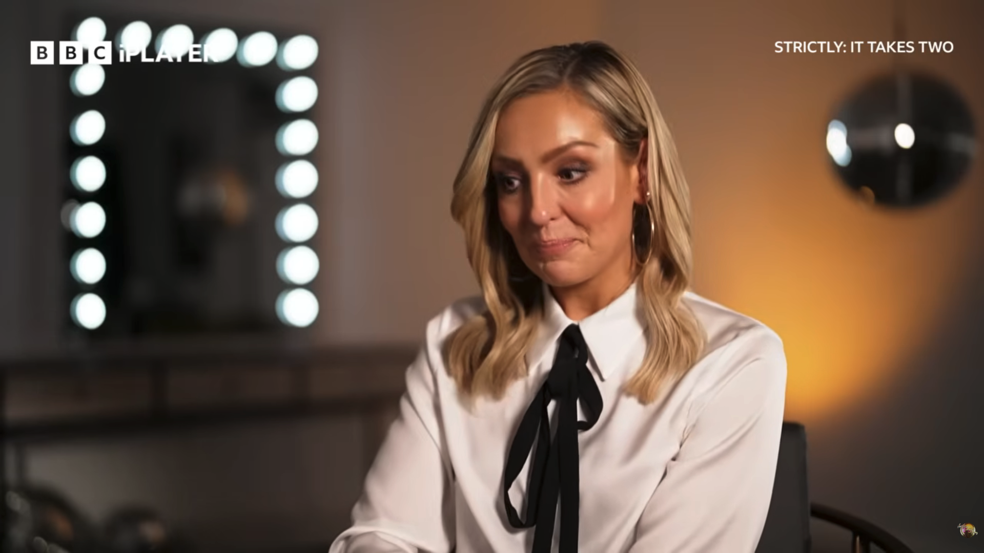 Strictly star Amy Dowden in a white shirt