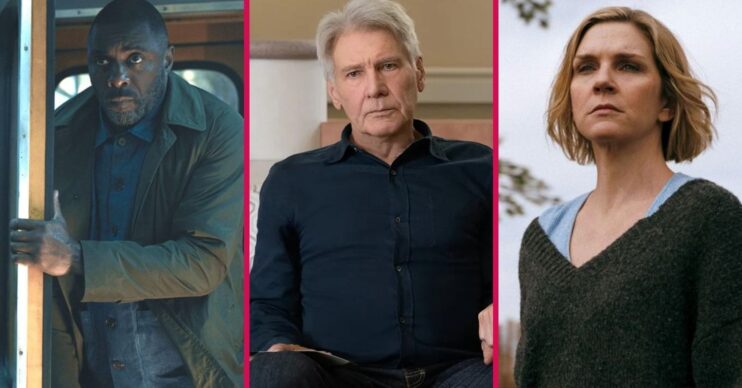 Idris Elba in Hijack season 2, Harrison Ford in Shrinking, and Rhea Seehorn in Pluribus