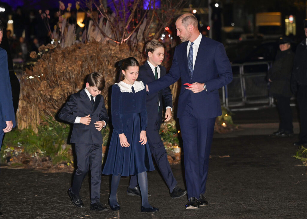 Prince William, Prince George, Princess Charlotte and Prince Louis at Christmas carol service 