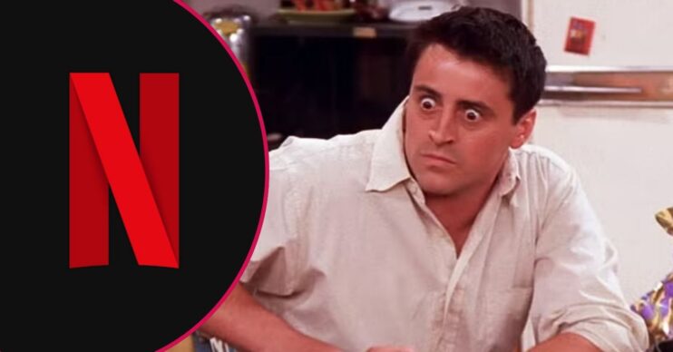 The Netflix logo and Joey from Friends looking shocked