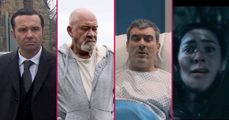 Graham, Bear, Cain and Victoria in Emmerdale (Credit: ITV/Comp ED!)