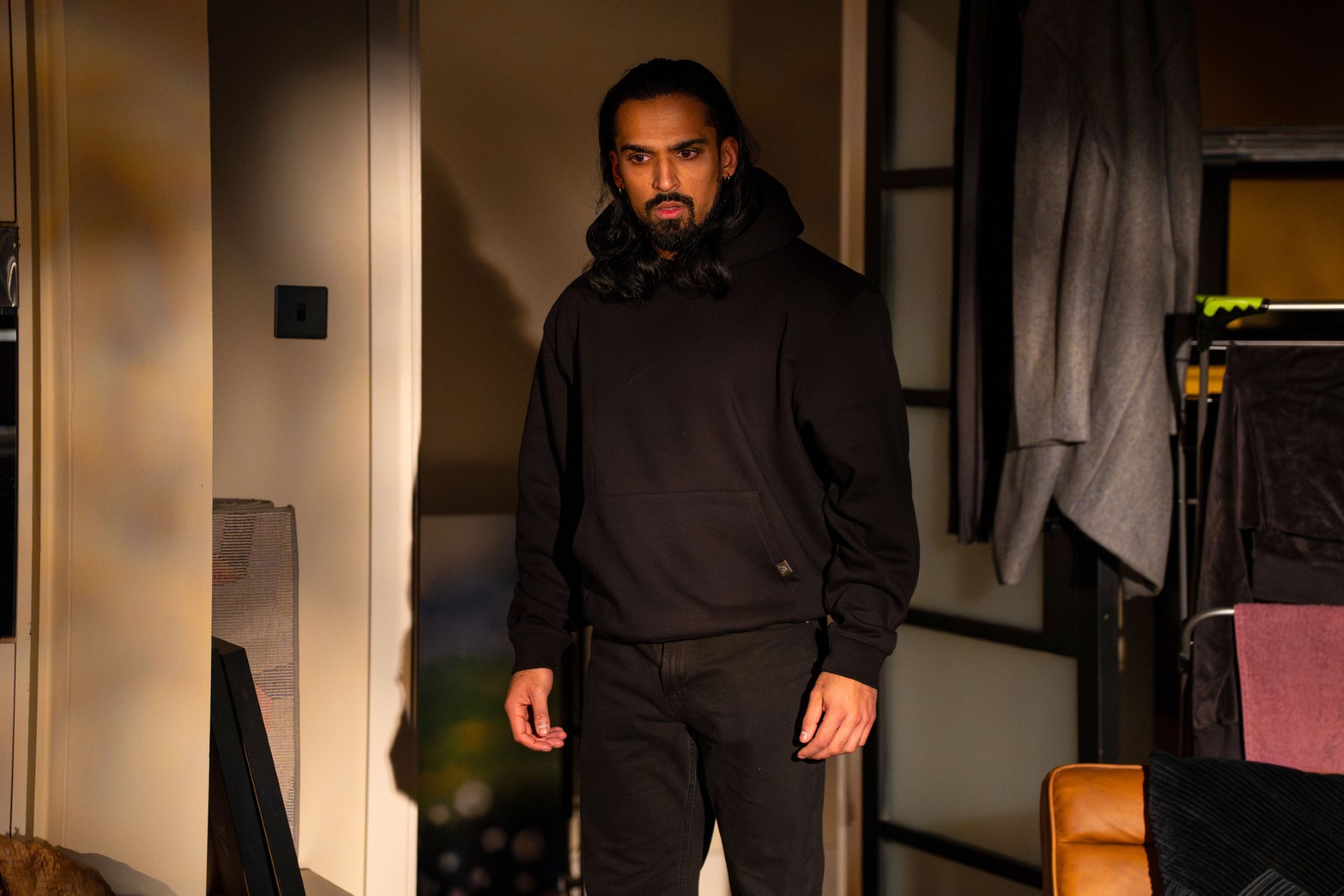 Ravi looking disheveled on EastEnders
