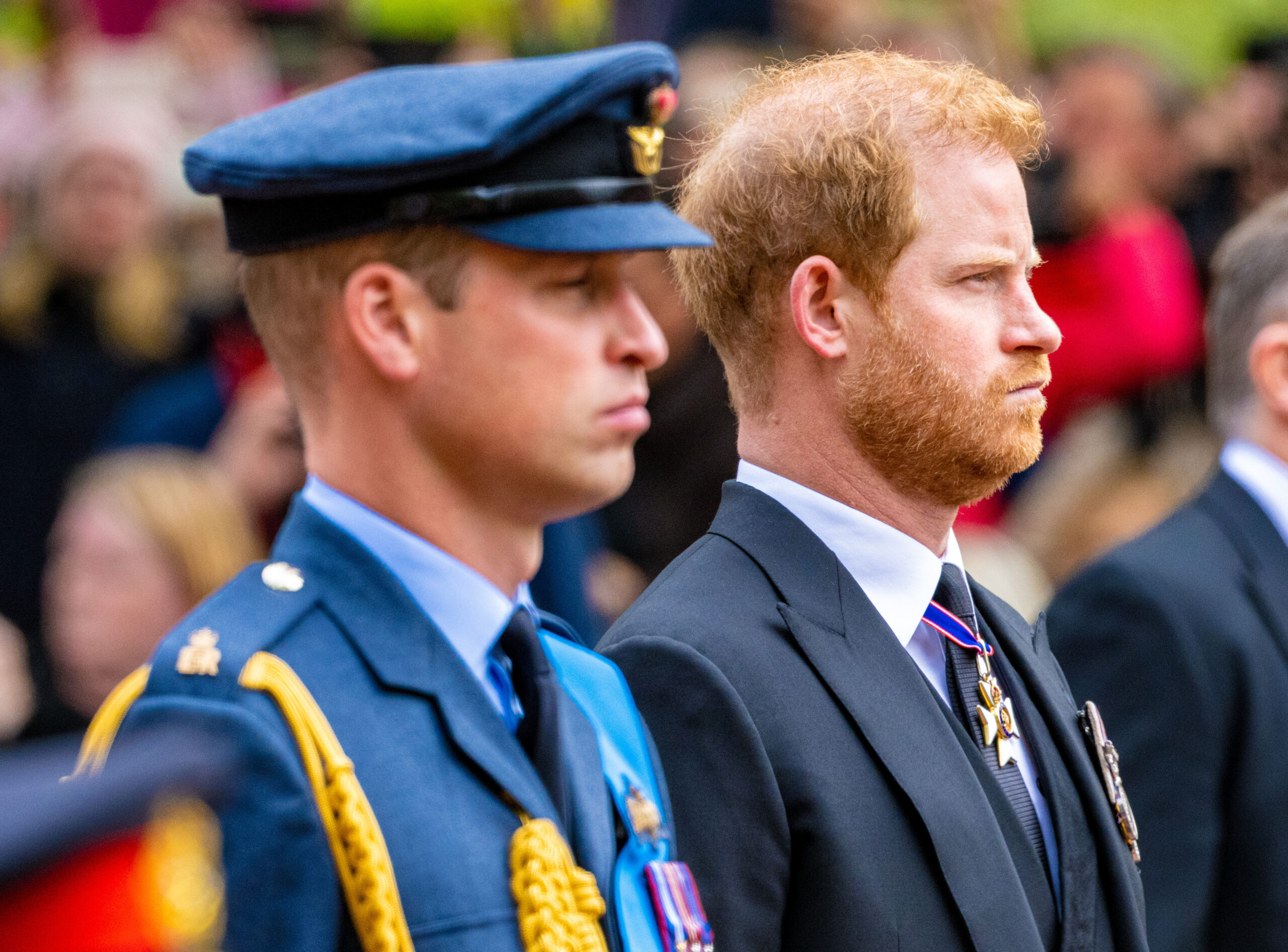 Prince William and Harry during Queen Elizabeth II's funeral