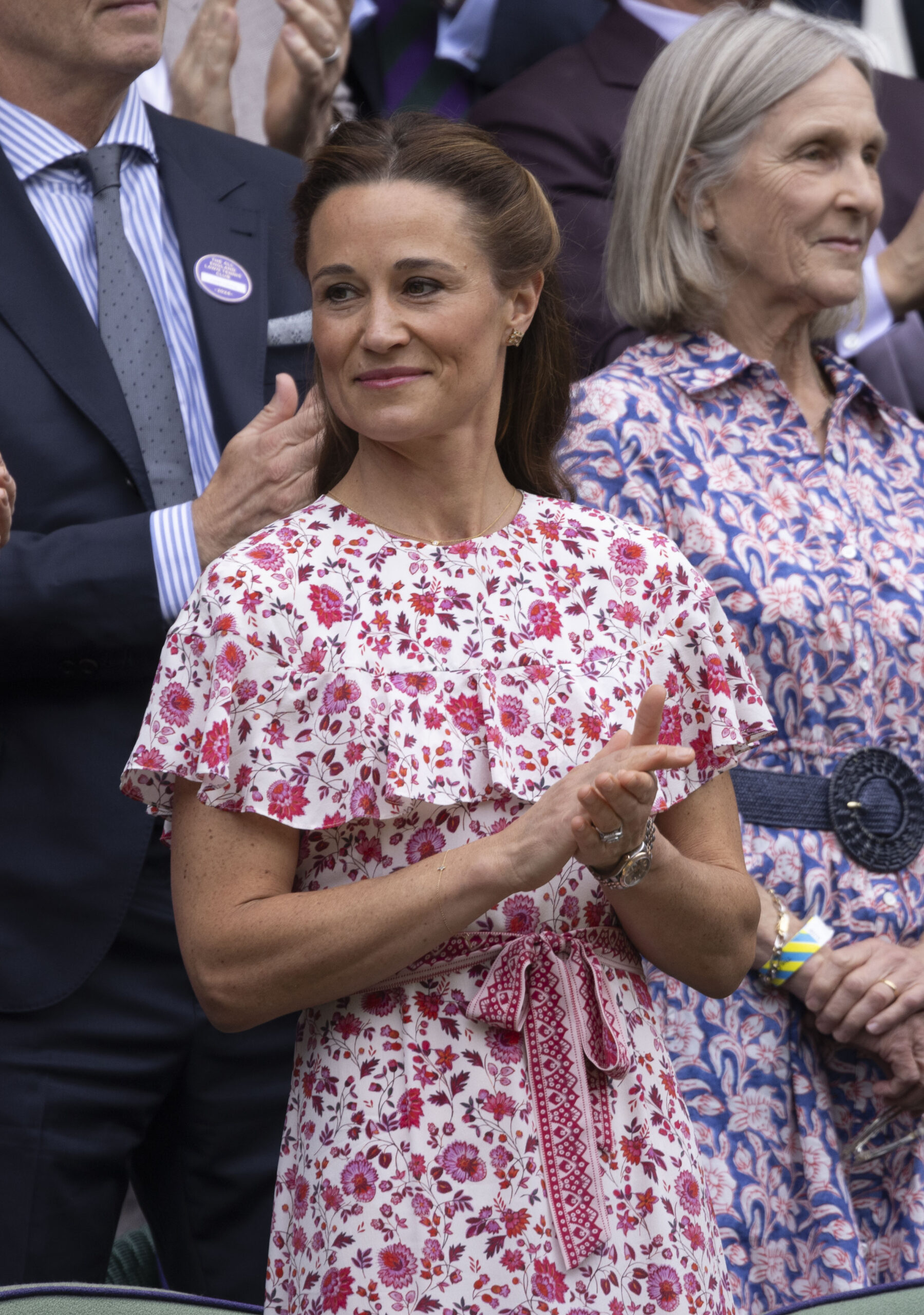 Pippa Middleton wearing a floral dress at Wimbledon