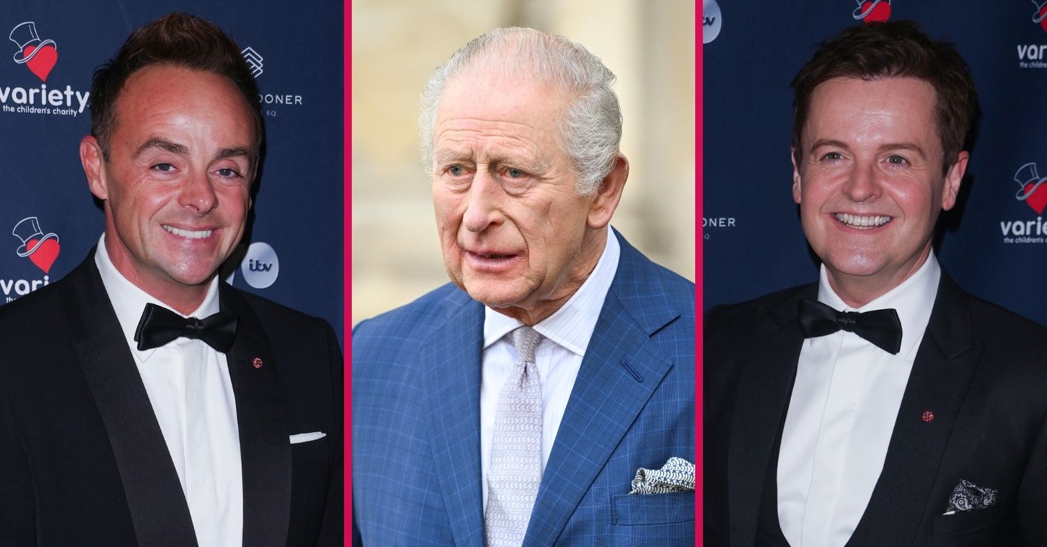 ED composite of Ant McPartlin, Dec Donnelly and King Charles in suits