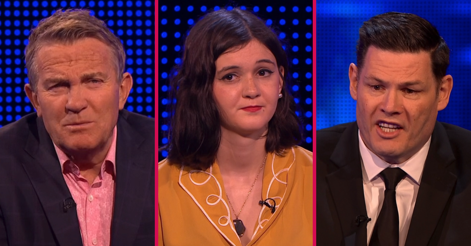 Bradley Walsh, contestant Marsha, Mark Labbett on The Chase