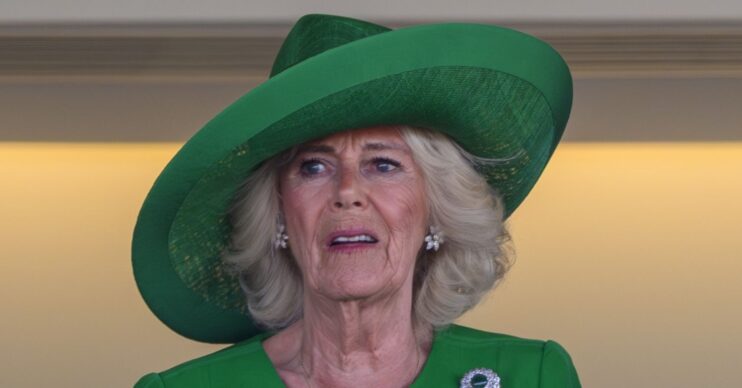 Queen Camilla in green outfit at Royal Ascot