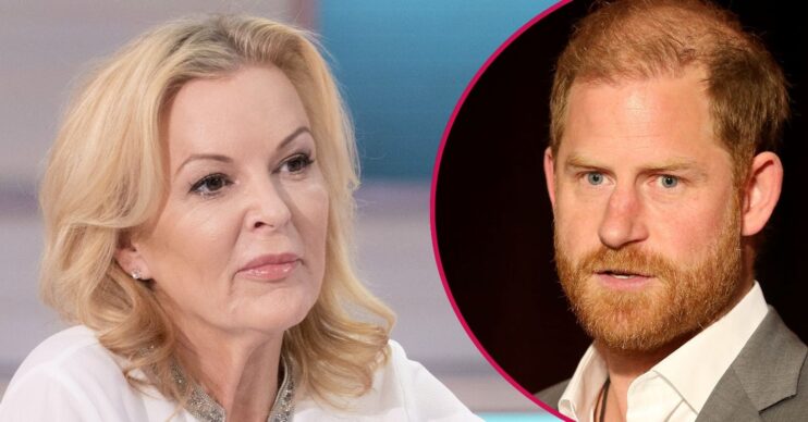 Catherine Ommanney frowning beside a frowning Prince Harry