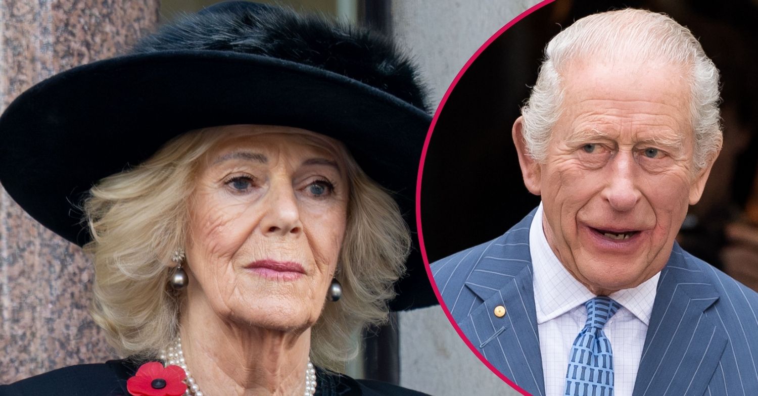 ED composite of Queen Camilla at Remembrance event and King Charles in blue suit