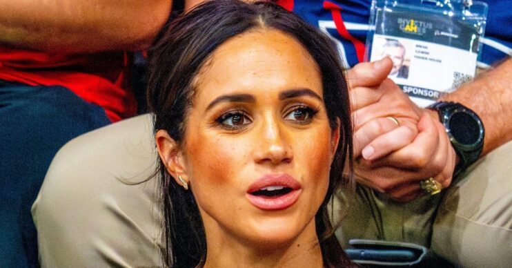 Meghan Markle with a shocked expression