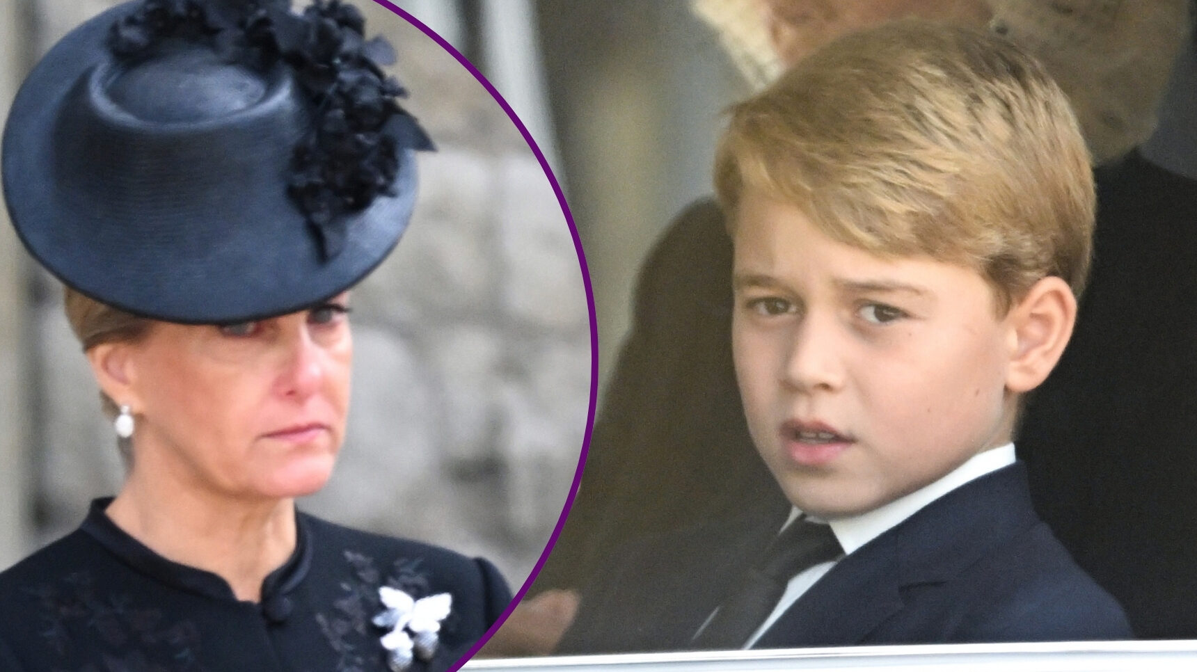 RI composite of Duchess Sophie and Prince George at Queen funeral