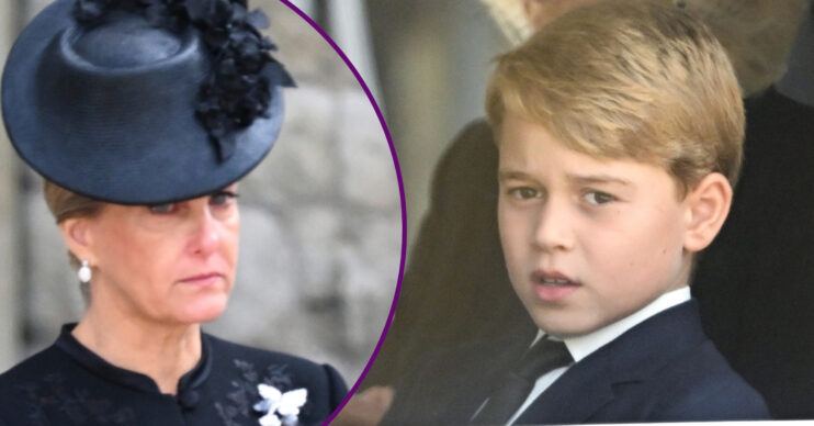 RI composite of Duchess Sophie and Prince George at Queen funeral