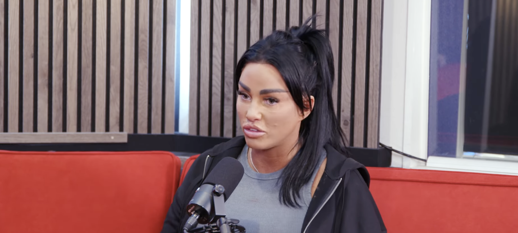 Katie Price on a podcast 