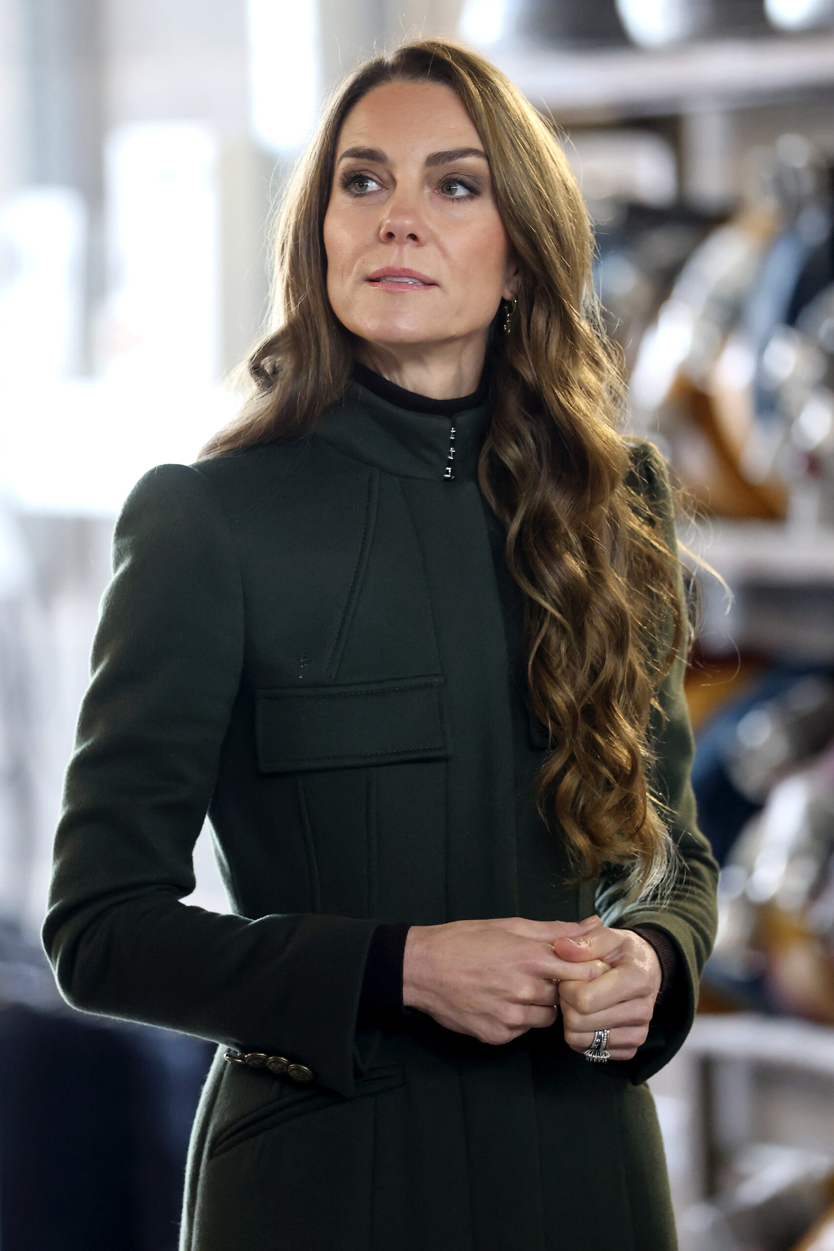 Kate Middleton in green coat on royal engagement
