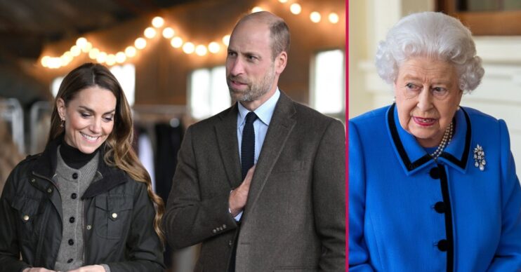 ED composite of Kate Middleton and prince William / Queen Elizabeth II
