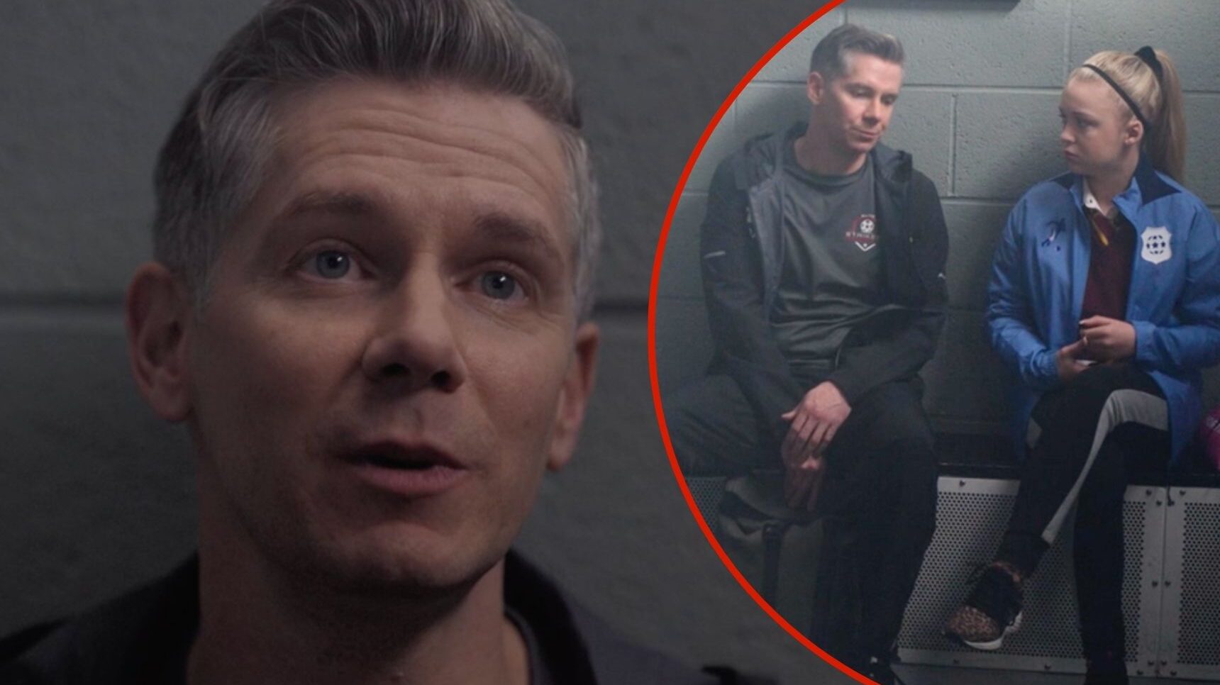 Karl Davies in Waterloo Road next to a separate image of Tony and Portia