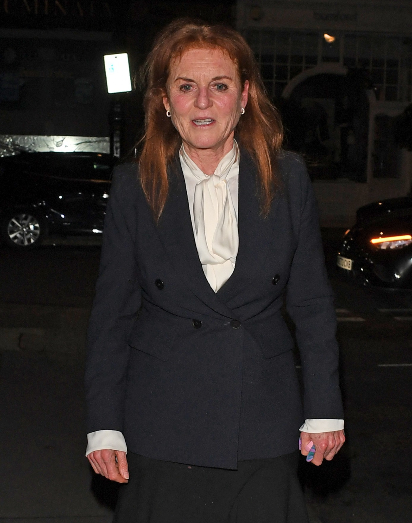 Sarah Ferguson in black blazer 