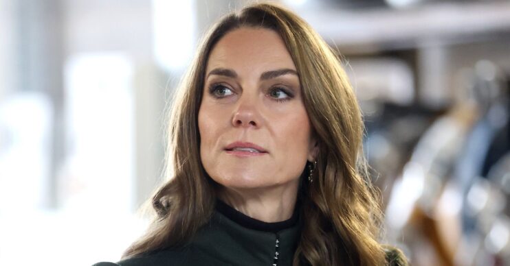 Princess Kate Middleton looking up during royal visit