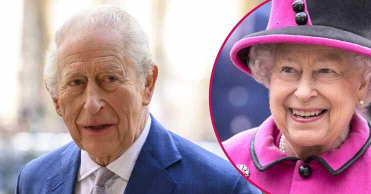ED composite of King Charles and Queen Elizabeth II smiling