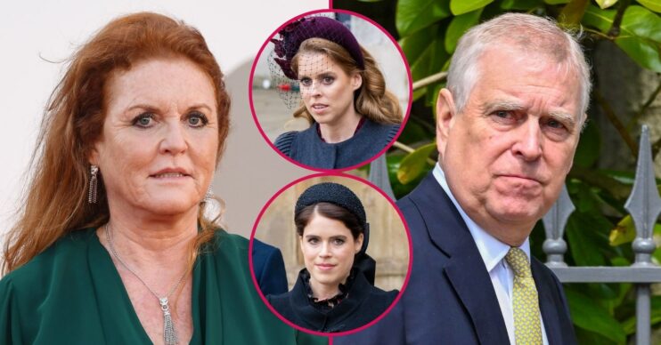 ED composite of Sarah Ferguson, Andrew Mountbatten-Windsor, Princesses Beatrice and Eugenie at a royal event