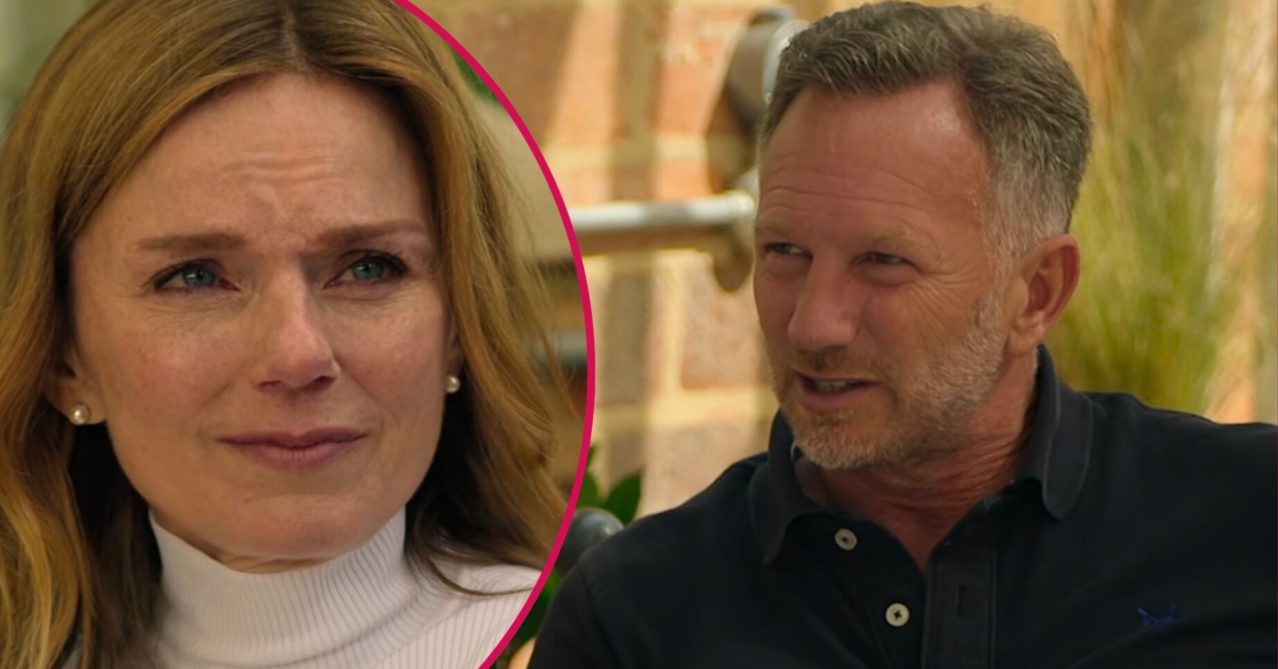 Geri Halliwell teary / Christian Horner looking in front