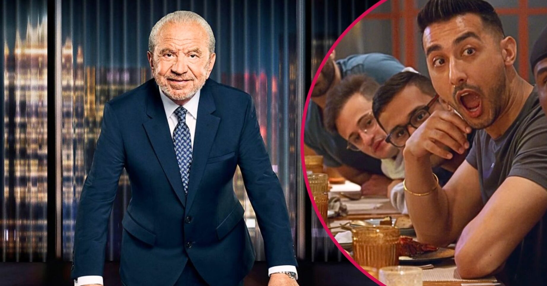 Lord Sugar and some candidates from The Apprentice looking surprised
