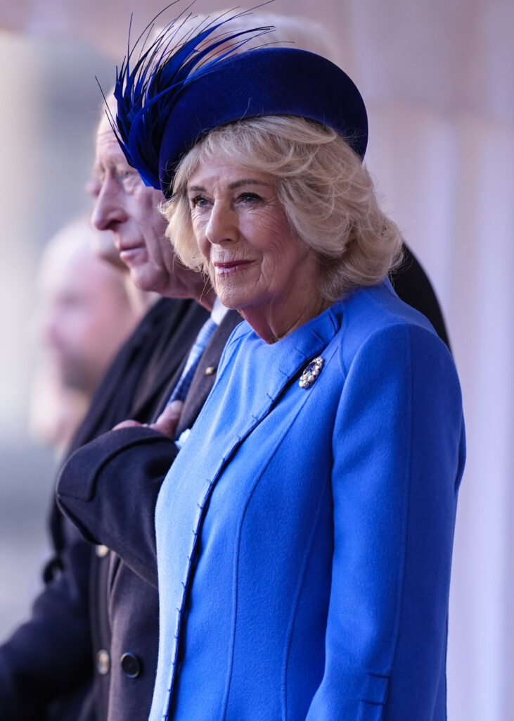 Queen Camilla frowning