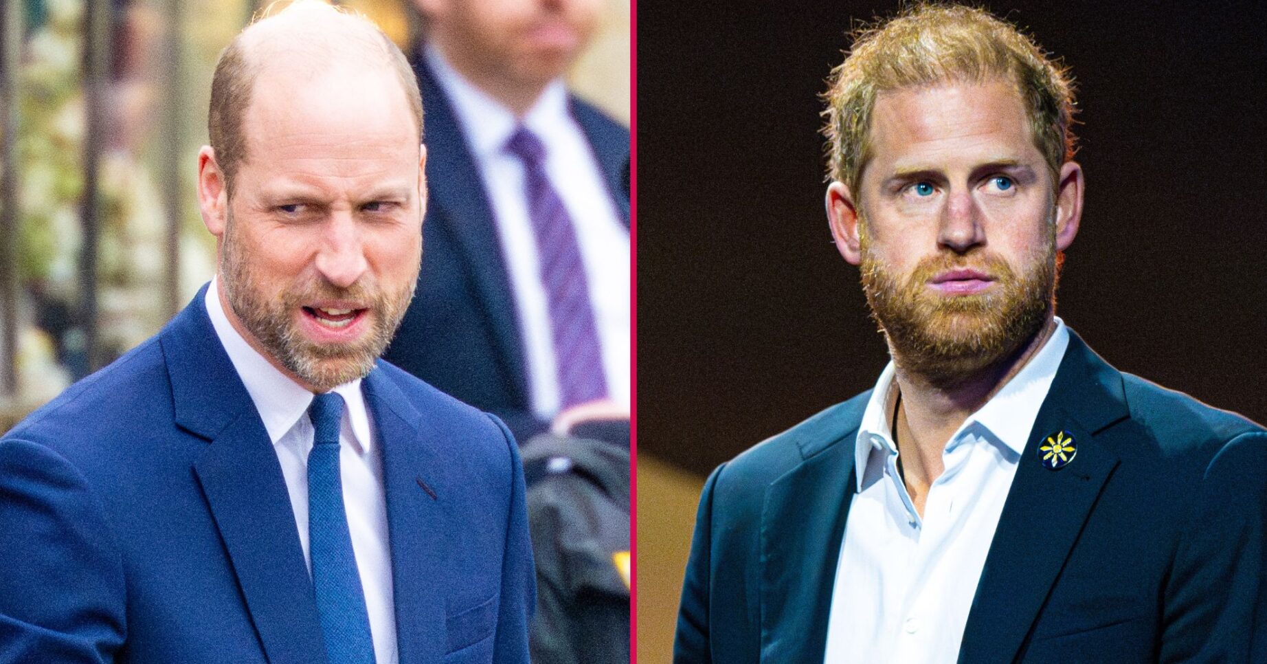 Prince William and Prince Harry frowning