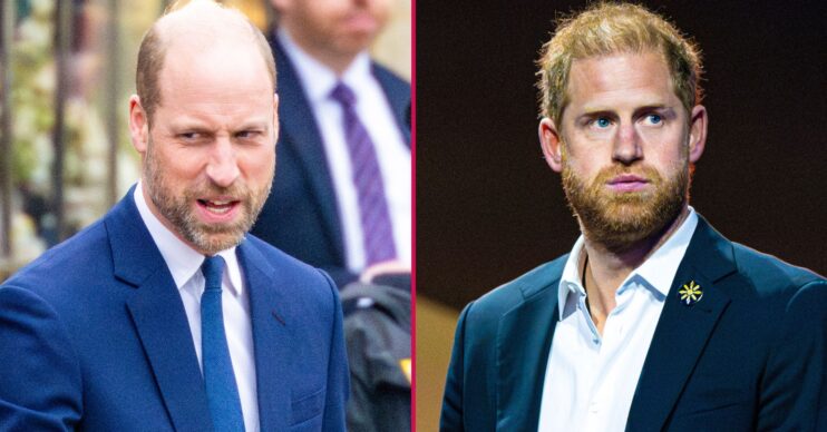 Prince William and Prince Harry frowning