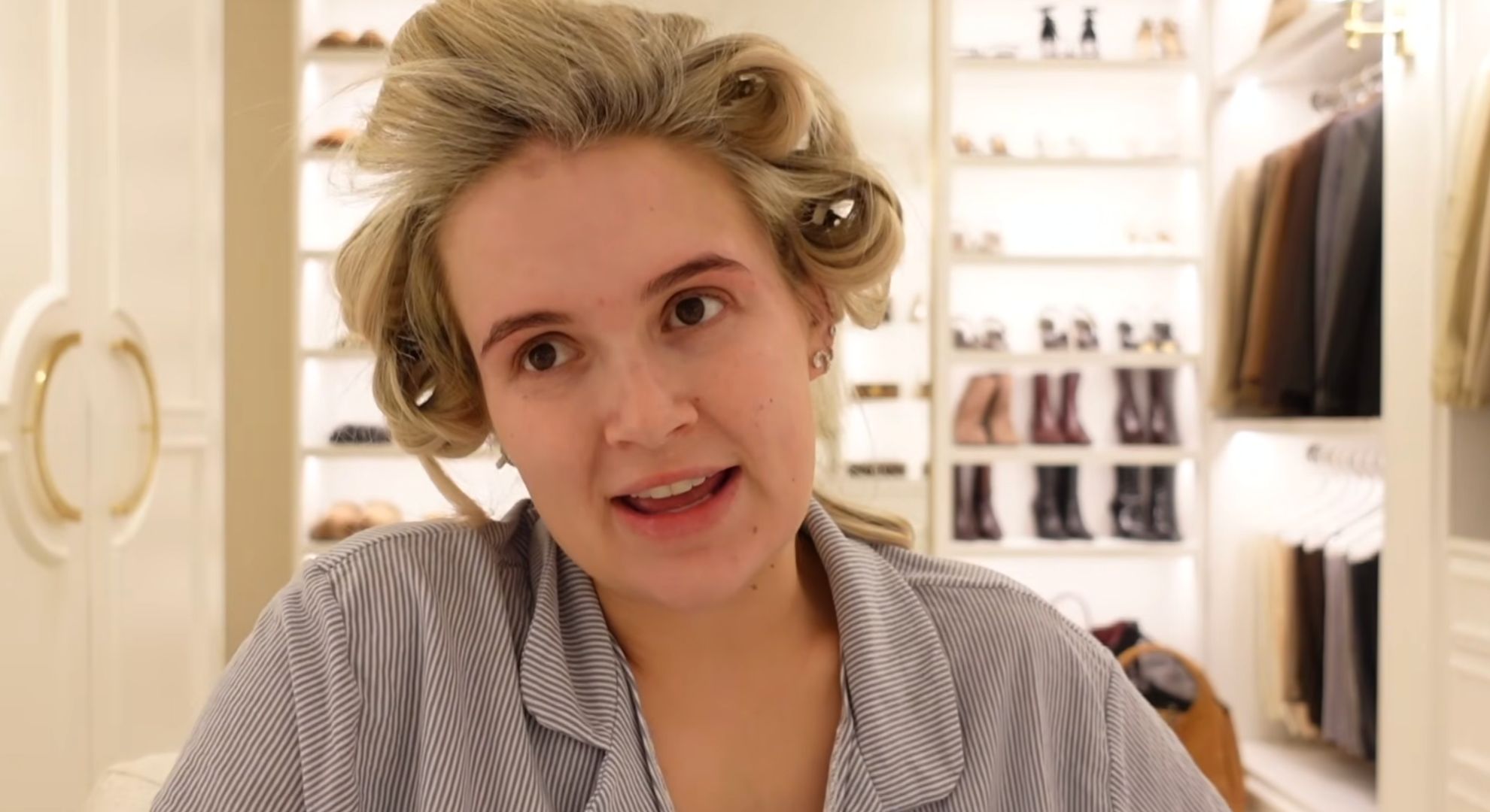 Molly-Mae Hague in her recent vlog with her hair pinned up in pin-curls