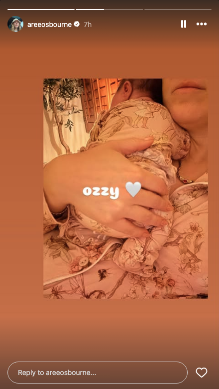 Aree Osbourne with baby Ozzy