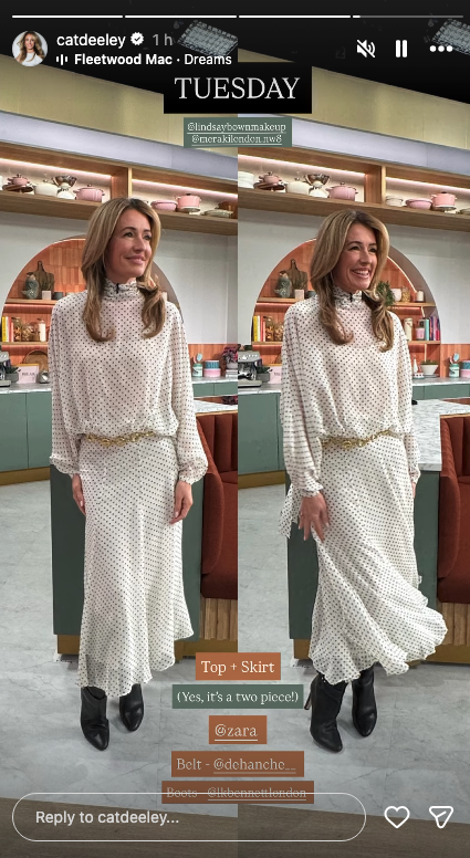 Cat Deeley on This Morning in a sheer white top