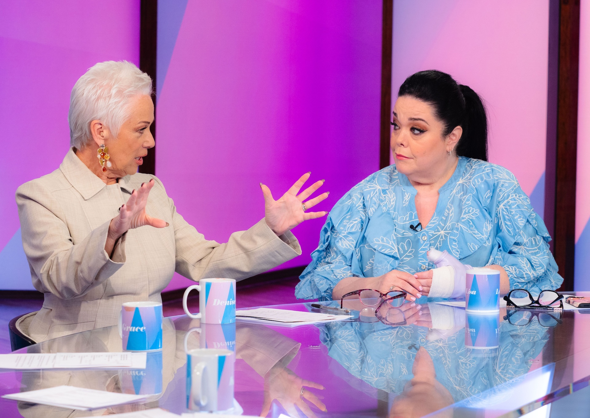 Lisa has sported her arm injury on Loose Women (Credit: Ken McKay/ITV/Shutterstock)